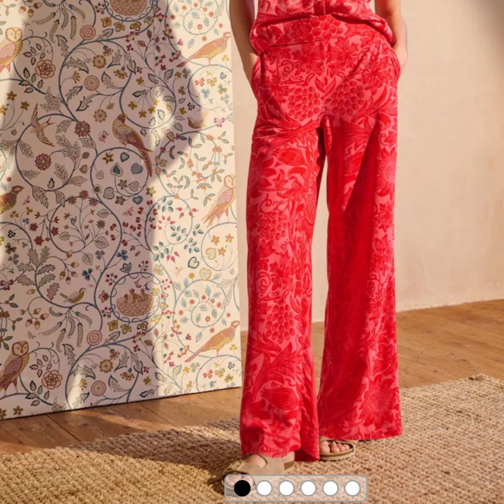 Morris & Co red and pink linen mix trousers
